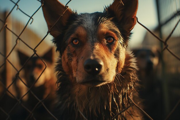 Honden in een kennel die op adoptie wachten