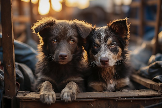Honden in een kennel die op adoptie wachten