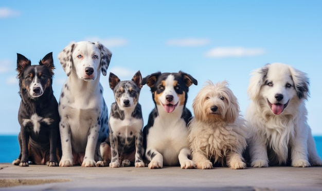 honden samen op blauwe achtergrond