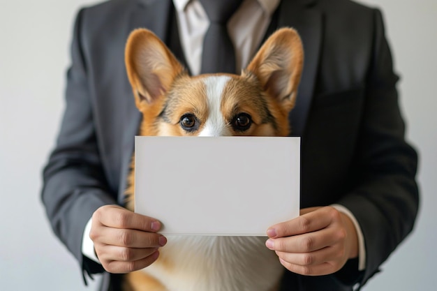 Foto hondenras corgi-holding-teken