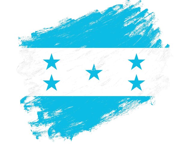 Honduras flag painted on a grunge brush stroke white background