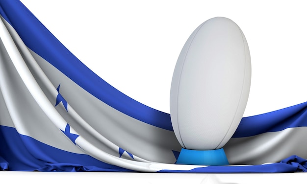 Honduras flag with rugby sport ball 3D Rendering