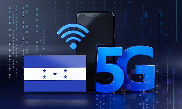 Honduras klaar voor 5G-verbindingsconcept. 3D-rendering Smartphone technische achtergrond