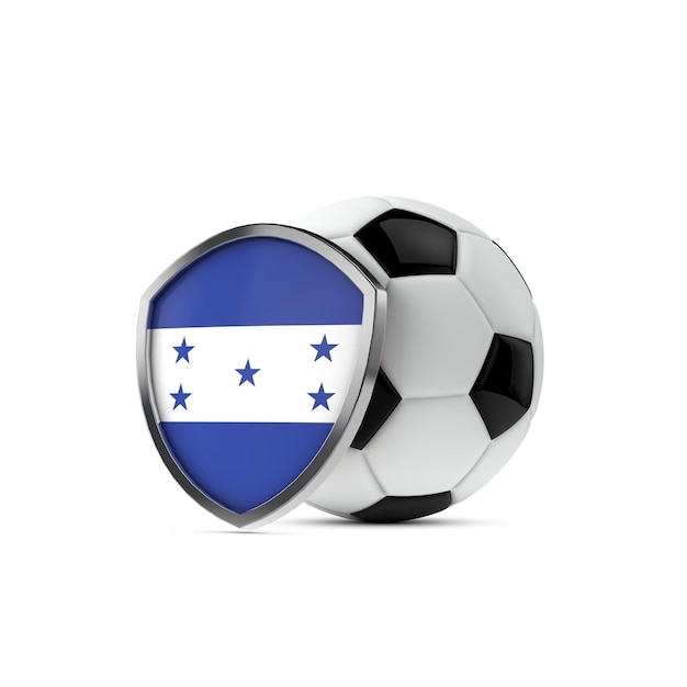 Honduras national flag shield with a soccer ball 3D Rendering