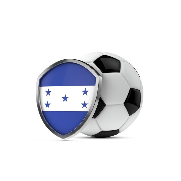 Honduras nationale vlag schild met een voetbal 3d-rendering