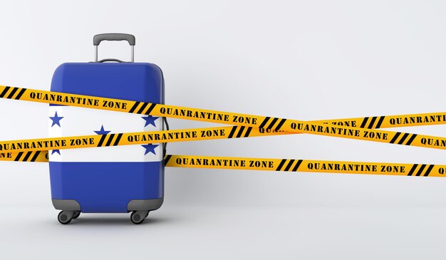 Honduras reiskoffer bedekt met quarantainetape d render