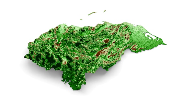 Foto mappa topografica dell'honduras mappa realistica 3d illustrazione a colori 3d