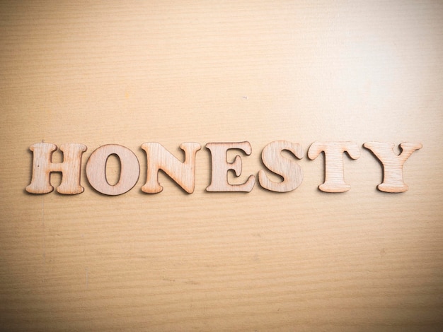 Photo honesty business motivational inspirational quotes wooden words typography lettering concept