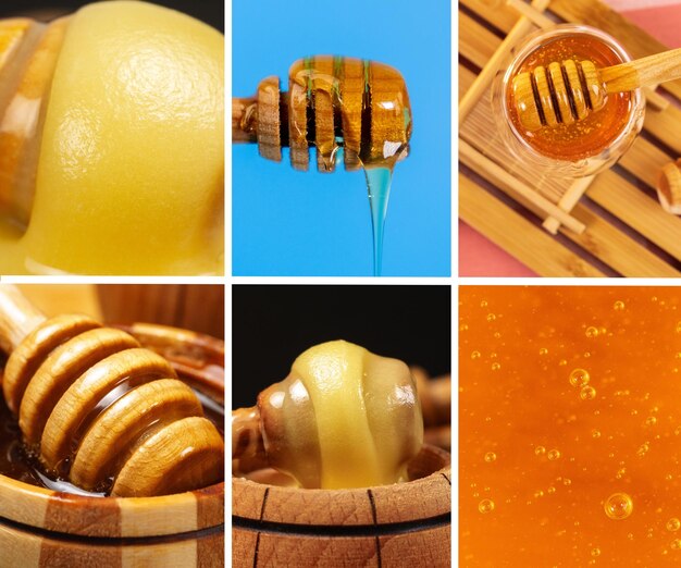 Honey banner collage Organic food and healthy nutrition concept