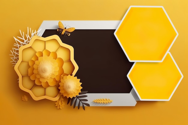 Honey Banner with honeycombs Copy space AI Generative