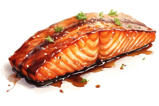 Honey BBQ Glazed Salmon Icon on white background