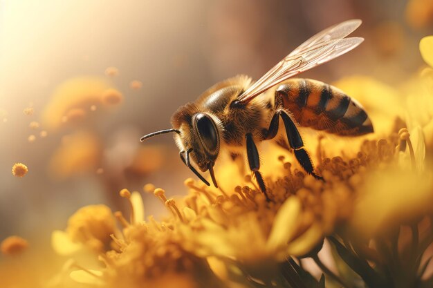 Honey bee closeup Generate Ai