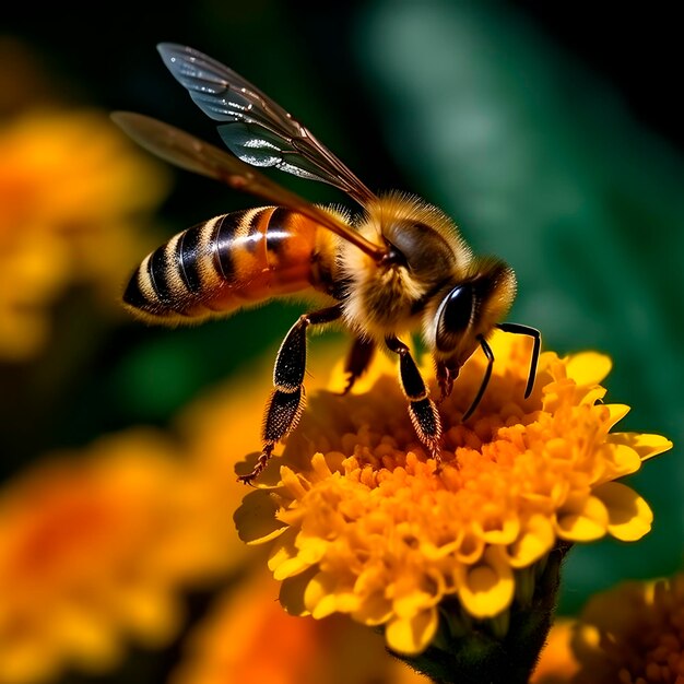 ミツバチは花粉や花蜜を集めます