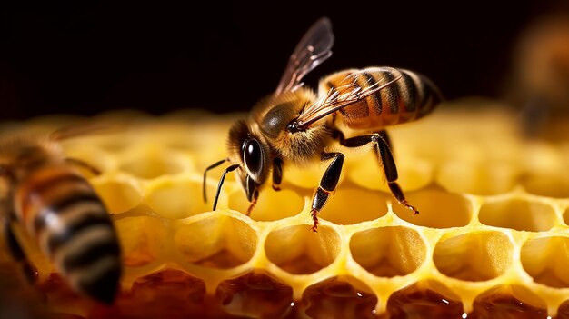 Honey Bee Feeding on Honey Inside