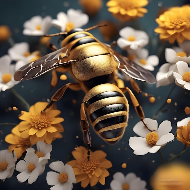 Honey bee floral background illustration