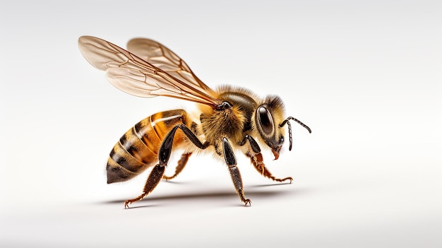 Photo honey bee landing isolated on transparent background