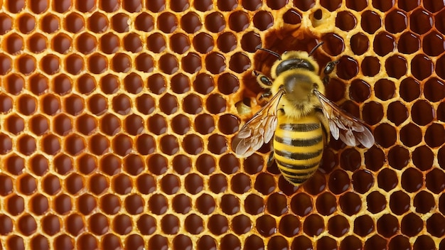 Honey and bees in honeycombs useful delightful dessert