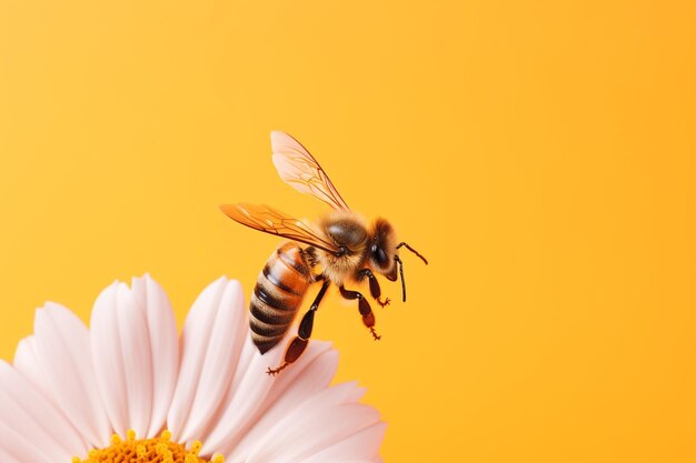 Photo honey bees sitting on daisy flowers