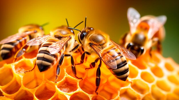 ミツバチの巣箱で働くミツバチ 生成 AI