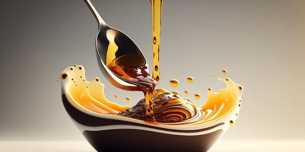 Honey Bread Honey in a bowl honey flows from the spoon Generative AI