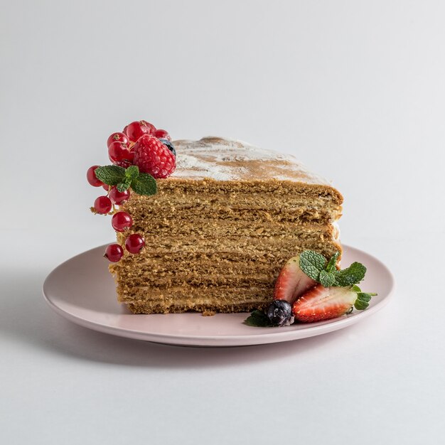 Honey cake with berries