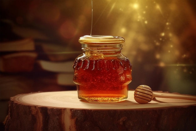 honey in a clear glass