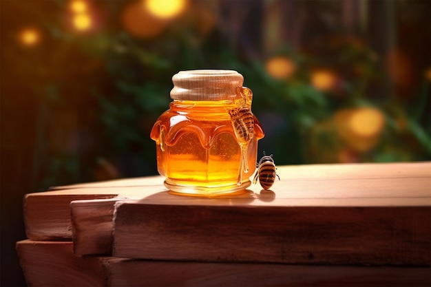 honey in a clear glass