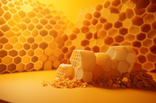 Honey comb background cell nectar generate ai