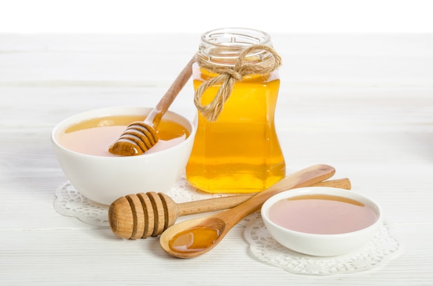 Honey in different kitchen dishes