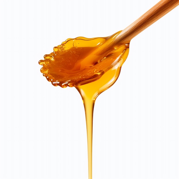 Honey dripping from dipper isolated on transparent With generate Ai