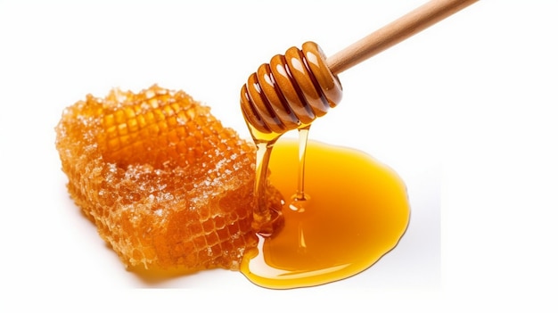 honey dripping isolated on white background