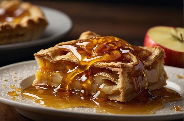 Honey Drizzle on Apple Pie Sweet Dessert