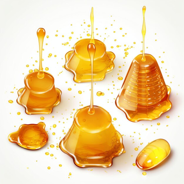 honey drop clipart set white background