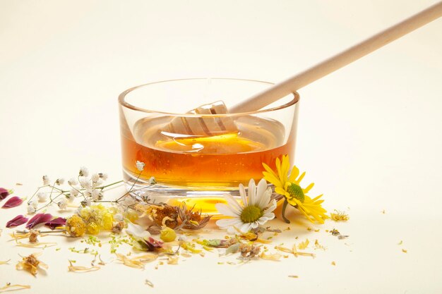 Honey in a glass bowl