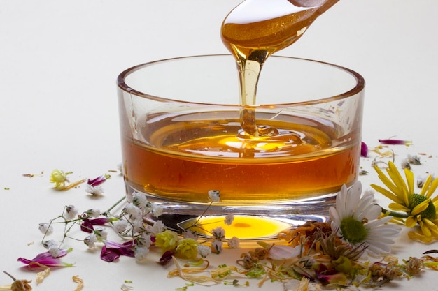 Honey in a glass bowl