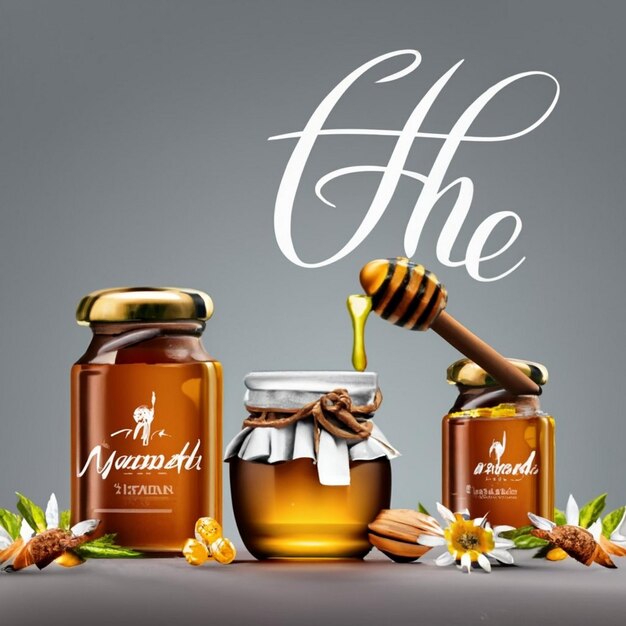 Photo honey in a glass jar