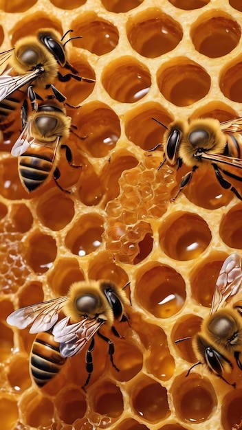 Honey in honeycomb from round beehive with honey