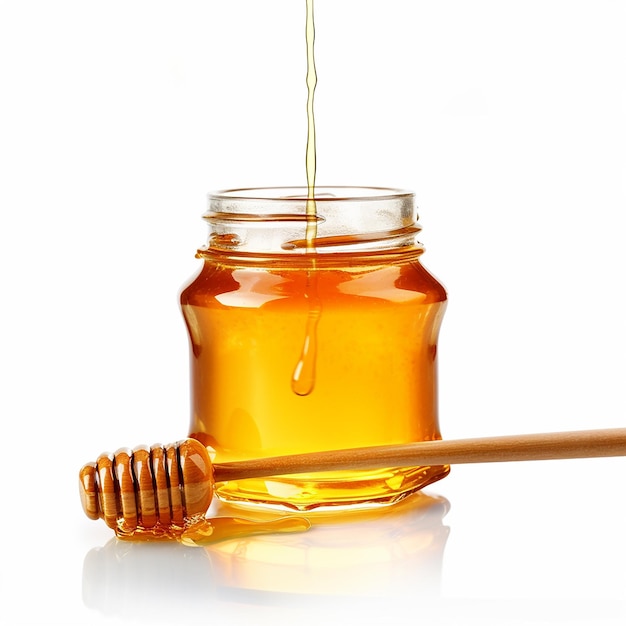 Honey in a Jar on a White Background Just Drawn