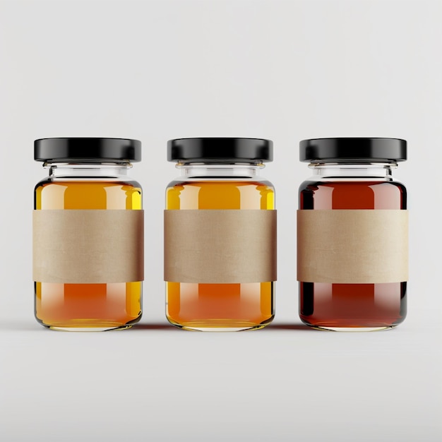 honey jars mockup with blank label