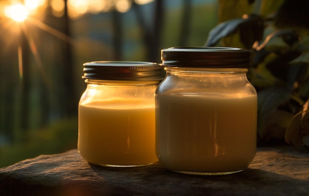 honey and milk in a jar