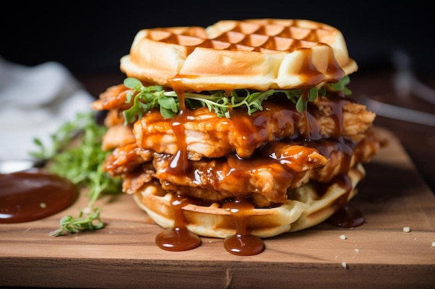 Honey Sriracha Chicken Waffle Burger