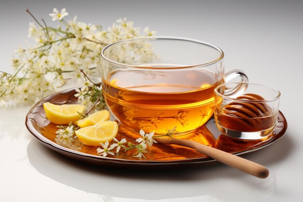 Honey Tea on white background