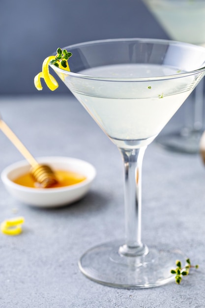 Honey and thyme lemon drop martini