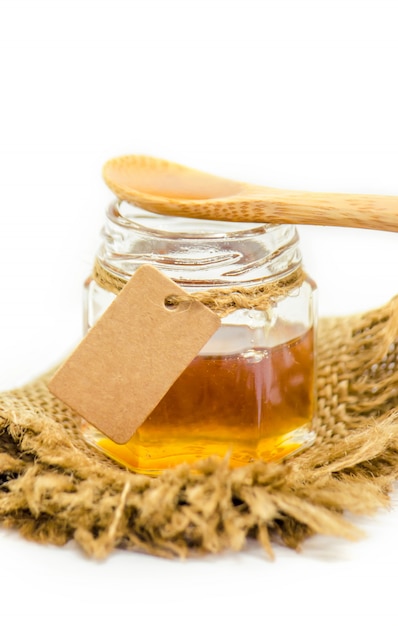 Honey on a white background. selective focus. Food.