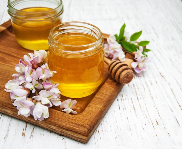 Honey with acacia blossoms