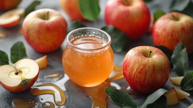 Photo honey with apple fruit on a white background