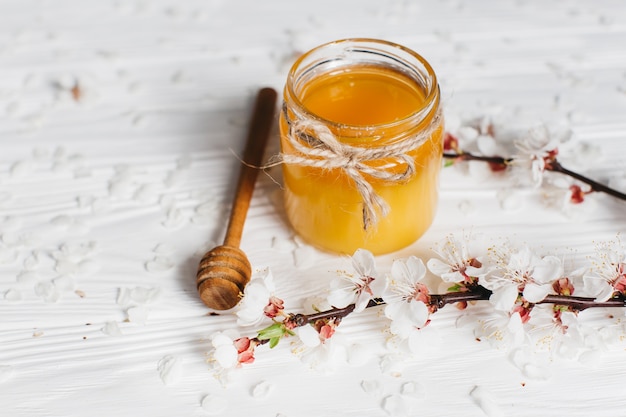 honey on wooden background