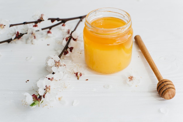 honey on wooden background