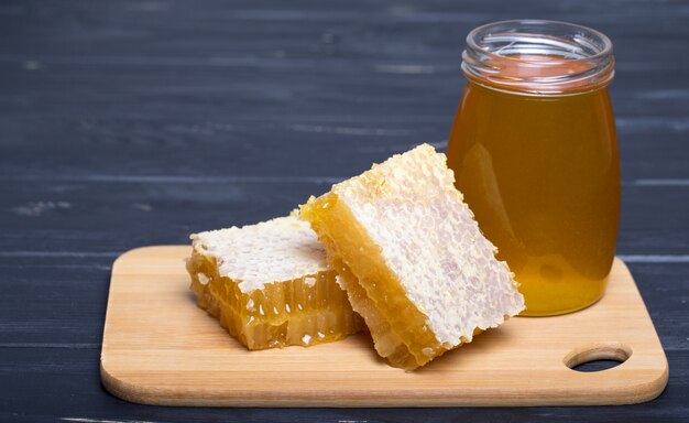 honey on wooden table