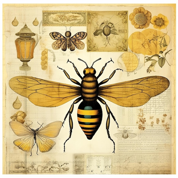 honeybee design collage sheet